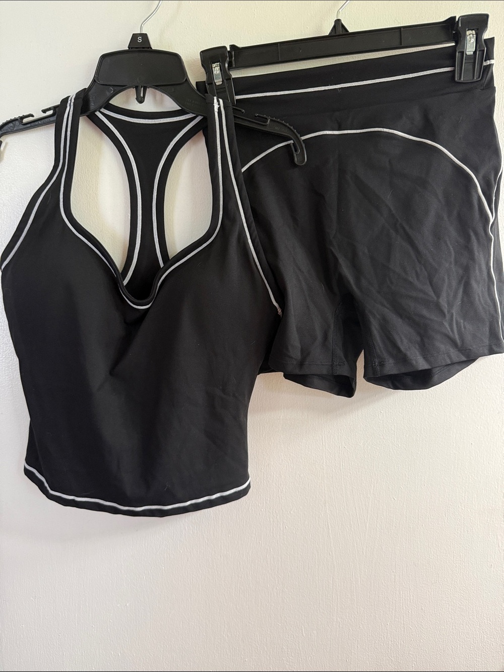 Black Racerback Tank & High-Waist Shorts Set - Black